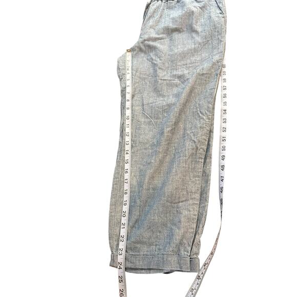 J.Crew Chambray Drawstring Pant Blue Relaxed Straight Leg Casual Relaxed Size 14 - Picture 12 of 12